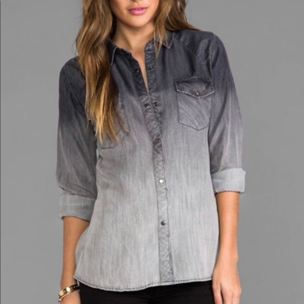 Rails Ombré Denim gray and black blouse Top Small